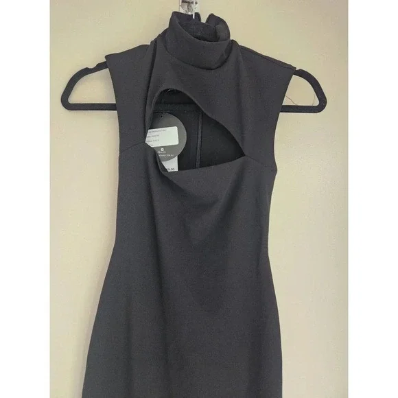 NWD Nookie Manhattan Midi Dress Size XS Black Cocktail Cutout Stretch - Picture 4 of 13